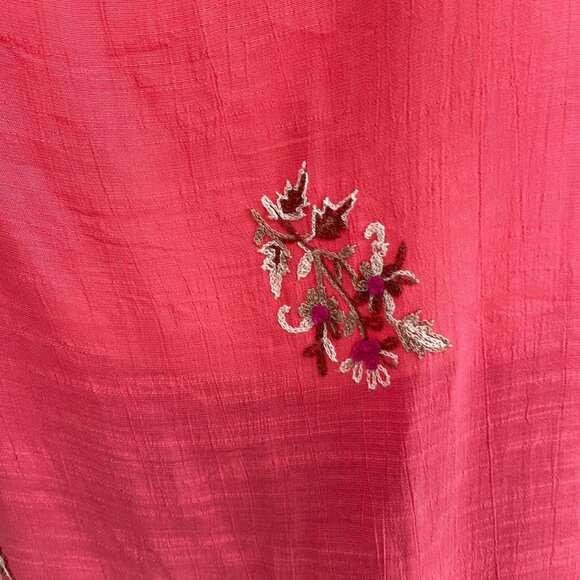 Cure Pink Embroidered Boho Top 3XL Floral Tunic Lightweight Keyhole Cottagecore - Picture 7 of 9